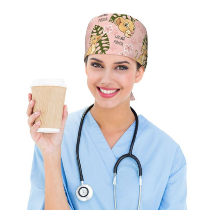Boné cirúrgico personalizado O Rei Leão, divertido, para homens e mulheres, chapéu de esfoliação, gorro de enfermeira para dentista