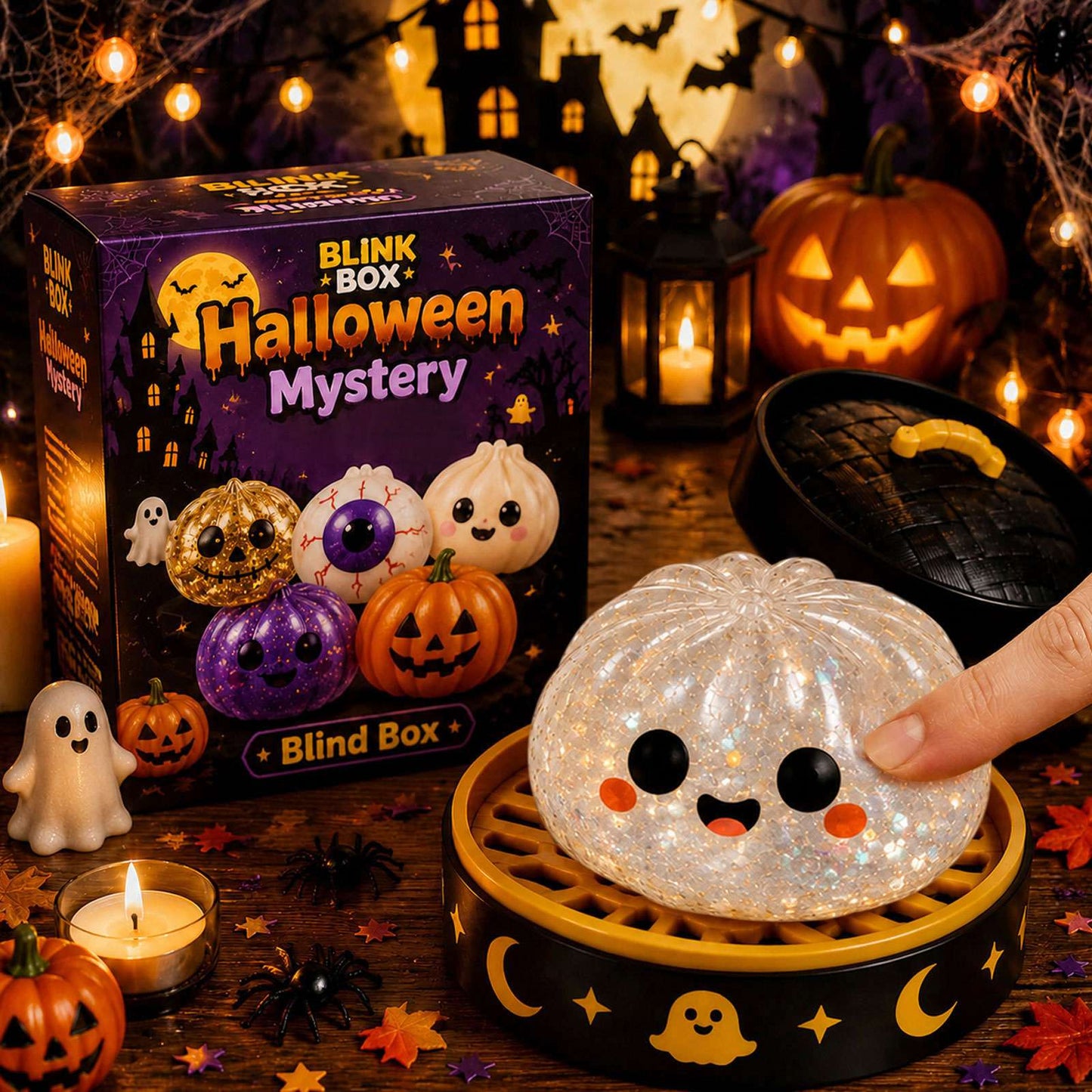 5.5cm Halloween ghost pinch music creative new squeeze decompression toy pinch decompression gift box set