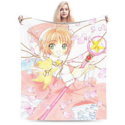 Anime Cardcaptor Sakura Cobertores Flanela Primavera/Outono Cobertor de Malha Super Quente Respirável para Cama Viagem Colcha