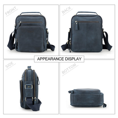 CONTACT'S Crazy Horse Leather Men's Shoulder Bag Vintage Messenger Bags Men Bolsos Male Crossbody Bags Man's Handbag Sling Bag