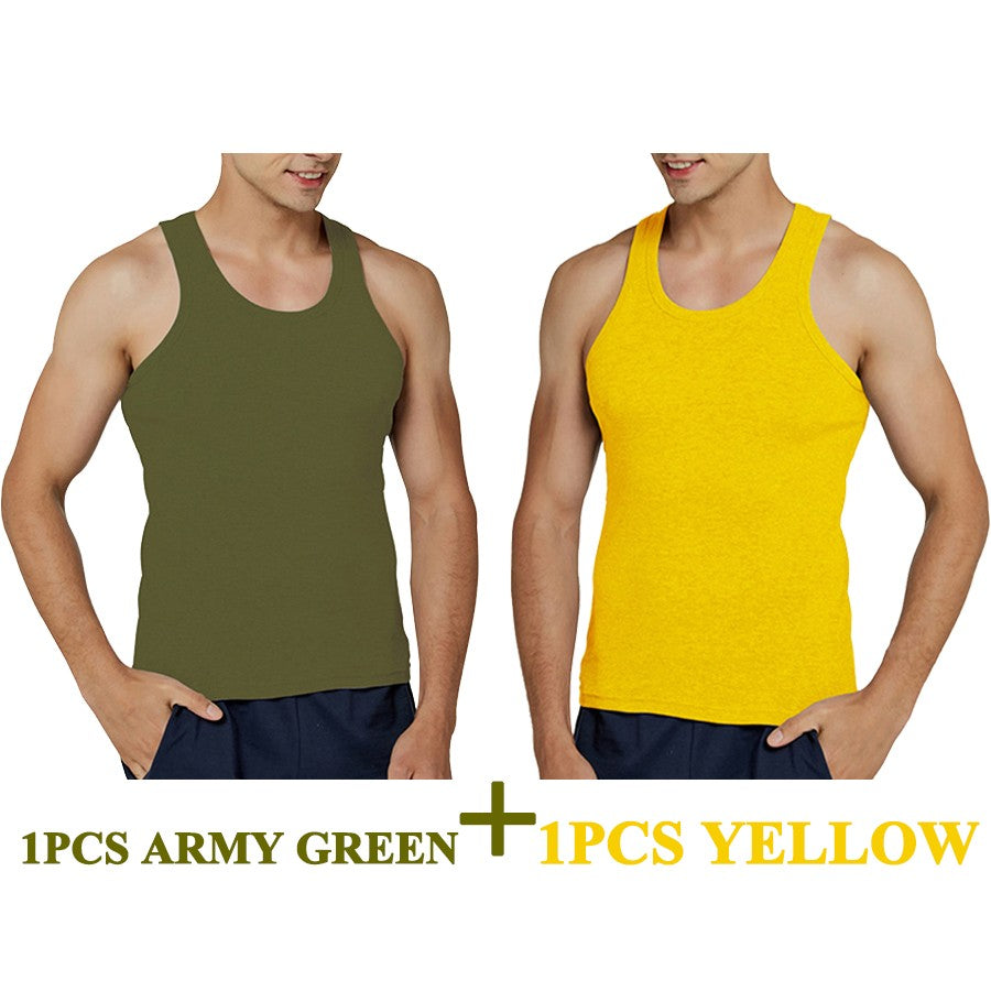 Tank Tops Men New 100% Cotton Solid Vest Mens Slim Casual Breathable Sleeveless