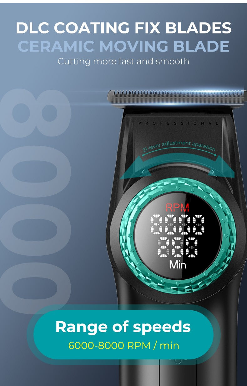 VGR 001 977 new hair trimming set high-end men's hair clipper intelligent digital display electric pusher carving and whitening