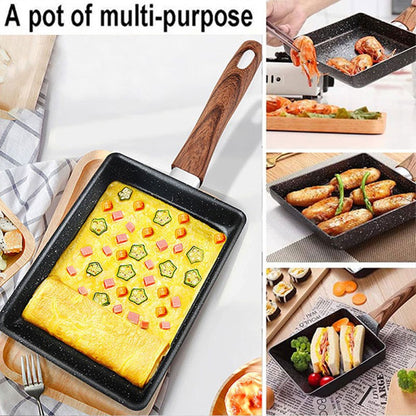 Frigideira Antiaderente para Omelete Japonesa Tamagoyaki, Frigideira Retangular para Ovo Tamago Panela Pequena para Fritar Ovos com Utensílios de Cozinha