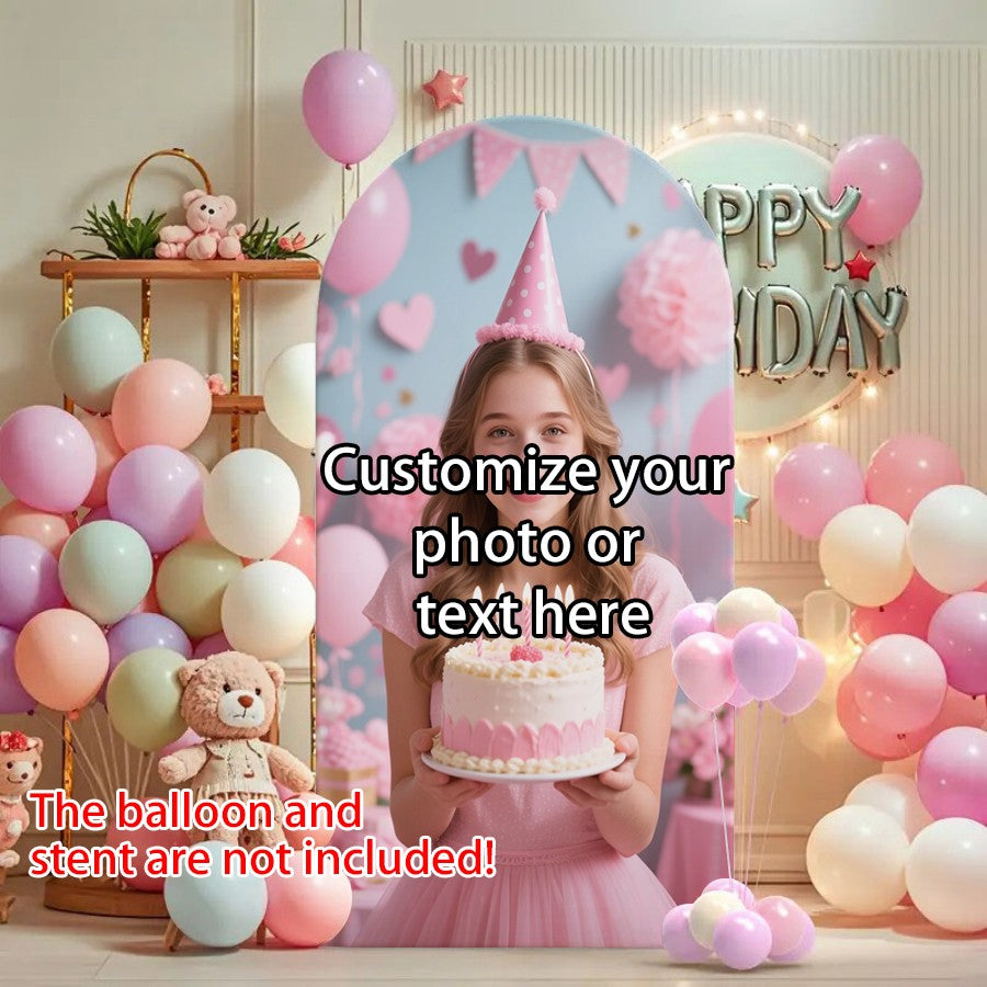 Customizable Arched Background Cloth Cover, Can Upload Your Favorite Pictures, Can Be Used for Birthdays, Weddings, and More