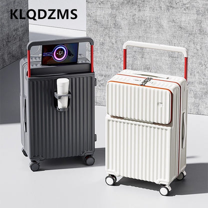 Mala de Rodinhas com Abertura Frontal KLQDZMS com Carregamento USB, Mala de Bordo, Mala para Notebook, 20"22”24"26 Polegadas, Bagagem de Cabine Multifuncional