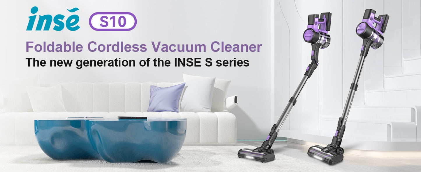 INSE S10 Cordless Vacuum Cleaner, 6-in-1 Stick Vacuum with 45Kpa Powerful Suction, Max 50 Min Runtime Rechargeable Battery