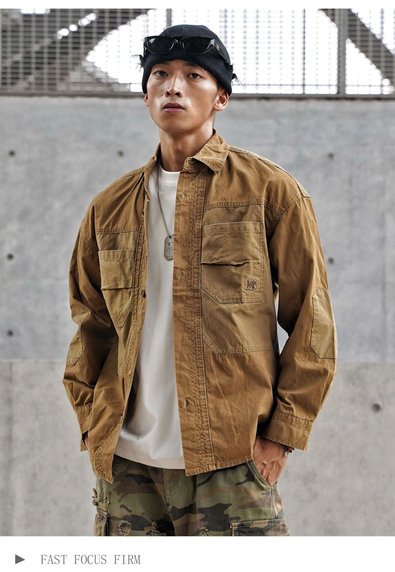 Vintage Patchwork Design Men Autumn Tactical Function Cargo Shirts Y2K High Street Techwear Style Long Sleeve Tops camisetas