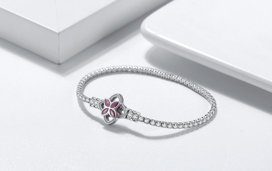 ORSA JEWELS Authentic 925 Sterling Silver Tennis Chain Bracelet Moulding Process Hanmade High-end Hand Chain for Man Woman SB128