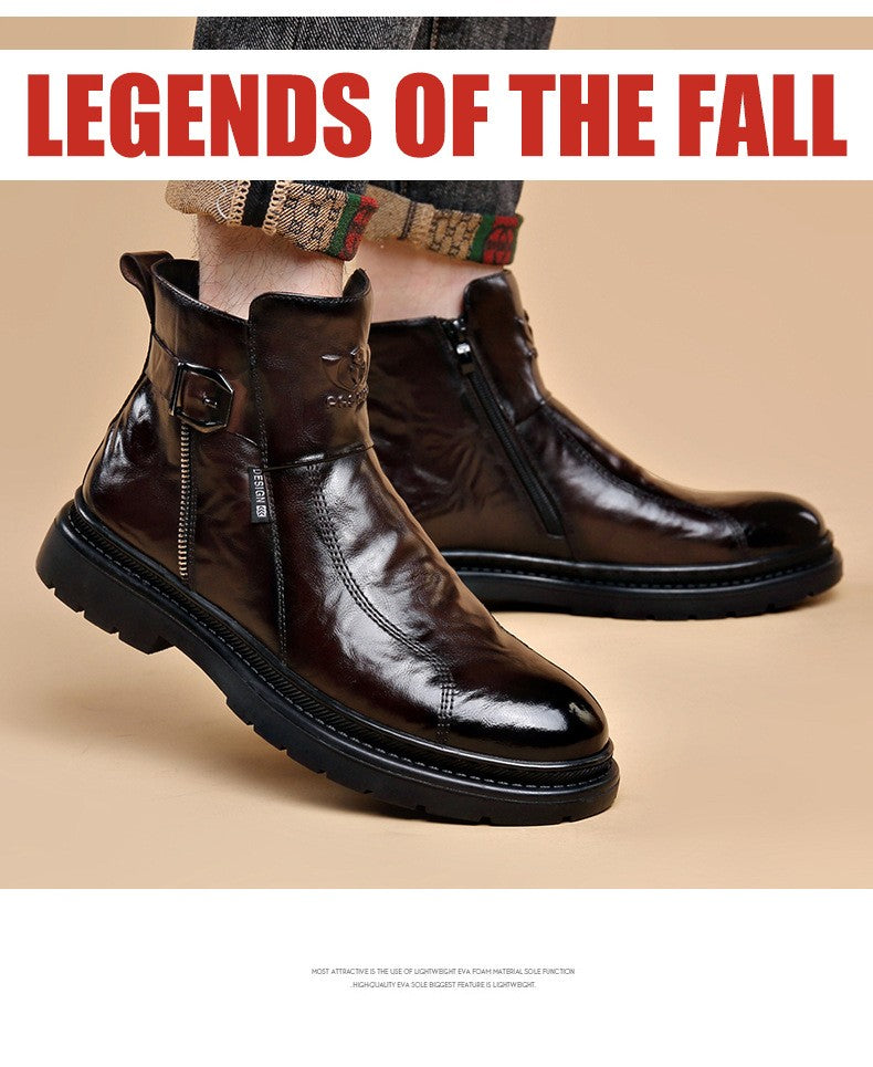 British-style Men's Casual Retro Chelsea Boots for Men Autumn Winter Cow Leather Shoes Male Fashion New Designer Ankle Boots Man