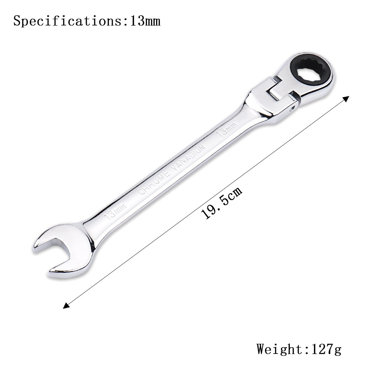 Chave de Boca Catraca Combinada Métrica com Cabeça Flexível Catraca Chave Métrica Padrão 11-15mm Ferramentas Resistentes de Aço Cromo Vanádio