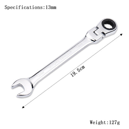 Chave de Boca Catraca Combinada Métrica com Cabeça Flexível Catraca Chave Métrica Padrão 11-15mm Ferramentas Resistentes de Aço Cromo Vanádio