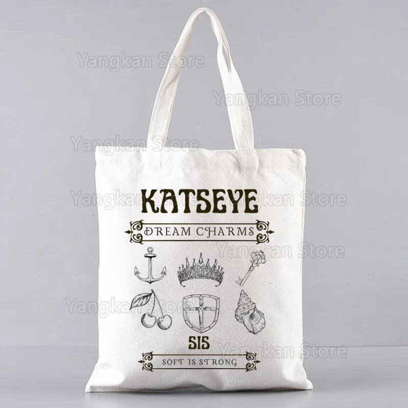 New Hot Top Fashion Bag KATSEYE Korean Shopping Bag Print Original Design White Unisex Fashion Travel Canvas Bags