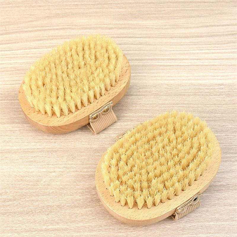 Escova Corporal de Pele Úmida Seca Cerdas Naturais de Porco Esfoliação Corporal para Pele Seca Massagem Limpeza Ferramenta SPA para Celulite Drenagem Linfática