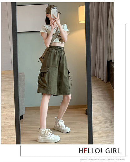 Solid Breathable Shorts Summer Women Fashion Trendy Brand Lightweight Drawstring Basketball Sports Fitness Large Middle Pants