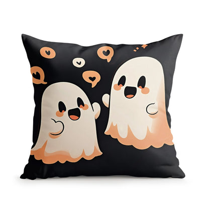 Halloween Ghost Pumpkin Print Cushion Cover Peach Skin Velvet Room Home Sofa Living Office Car Simplicity Pillow Cover 45x45CM