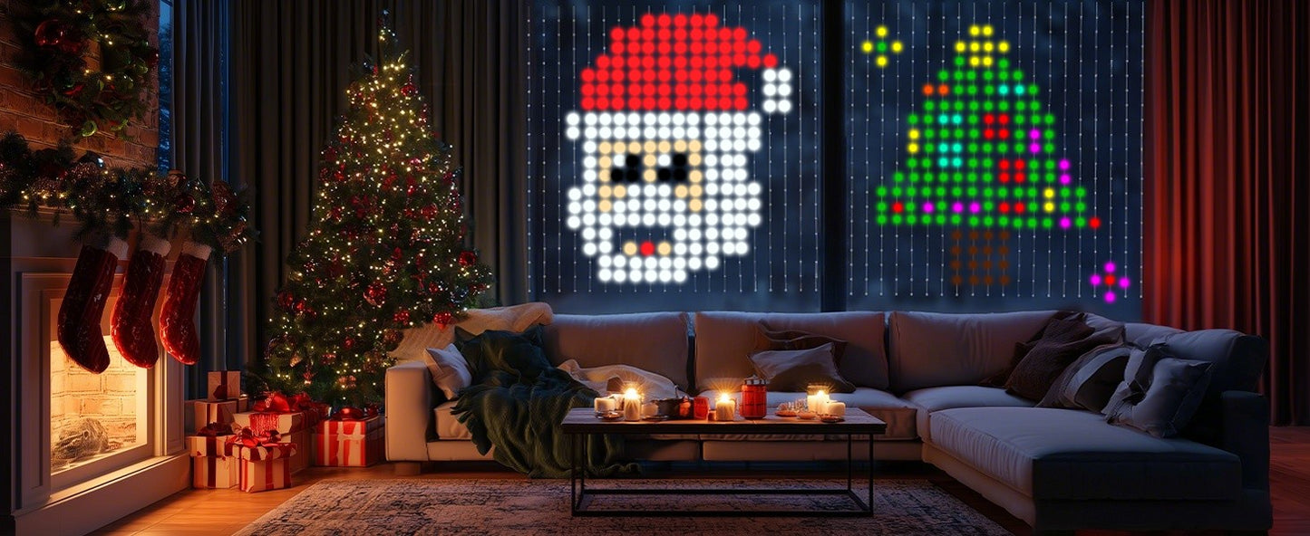Smart LED Curtain Light APP Control RGB Dimmable DIY Pattern Music Ambient Lighting For Home Holiday Party Christmas Decoration