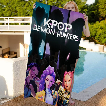 Kpop D-demon Hunters Microfiber Beach Towel Absorbent Quick Dry Soft Yoga Swimming Resort Mountain Climbing Towel
