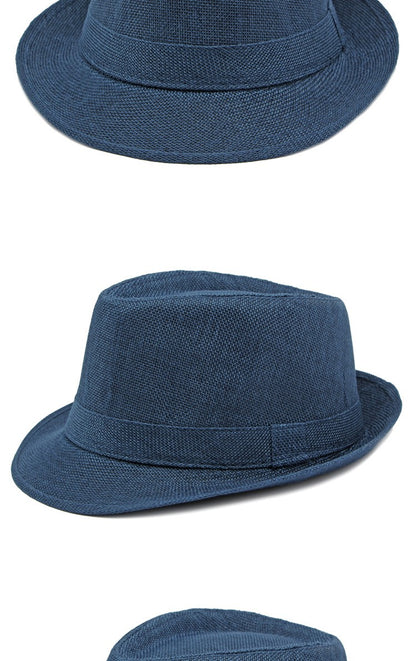 Middle-aged Spring and Summer Outdoor Sun Protection Hat Beach Top Hat Female Casual Retro Jazz Linen Hat  Fedoras for Man Party