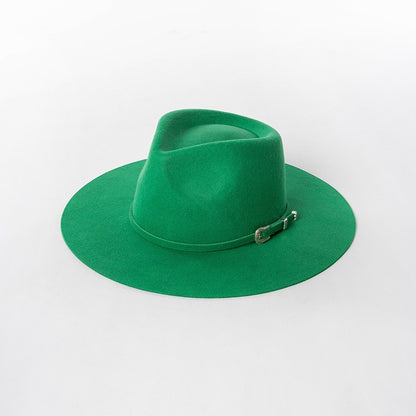 Chapéu Fedora de Feltro 100% Lã Australiana com cinto de feltro e aba larga de design moderno