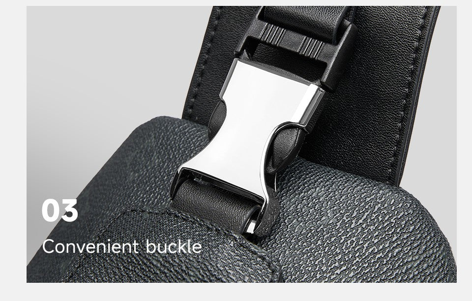 Septwolves Business Thin Printed Leather Crossbody Sling Bag Man Fashion Casual Travel Monogram Print Fabric iPad Shoulder Bag