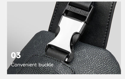 Septwolves Business Thin Printed Leather Crossbody Sling Bag Man Fashion Casual Travel Monogram Print Fabric iPad Shoulder Bag