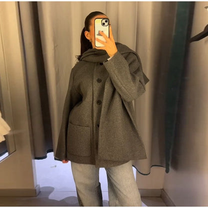 Fashion British Style Trench Coat with Detachable Scarf Women's Single Breasted Long Sleeve Jacket 2025 Winter Classic Outerwear