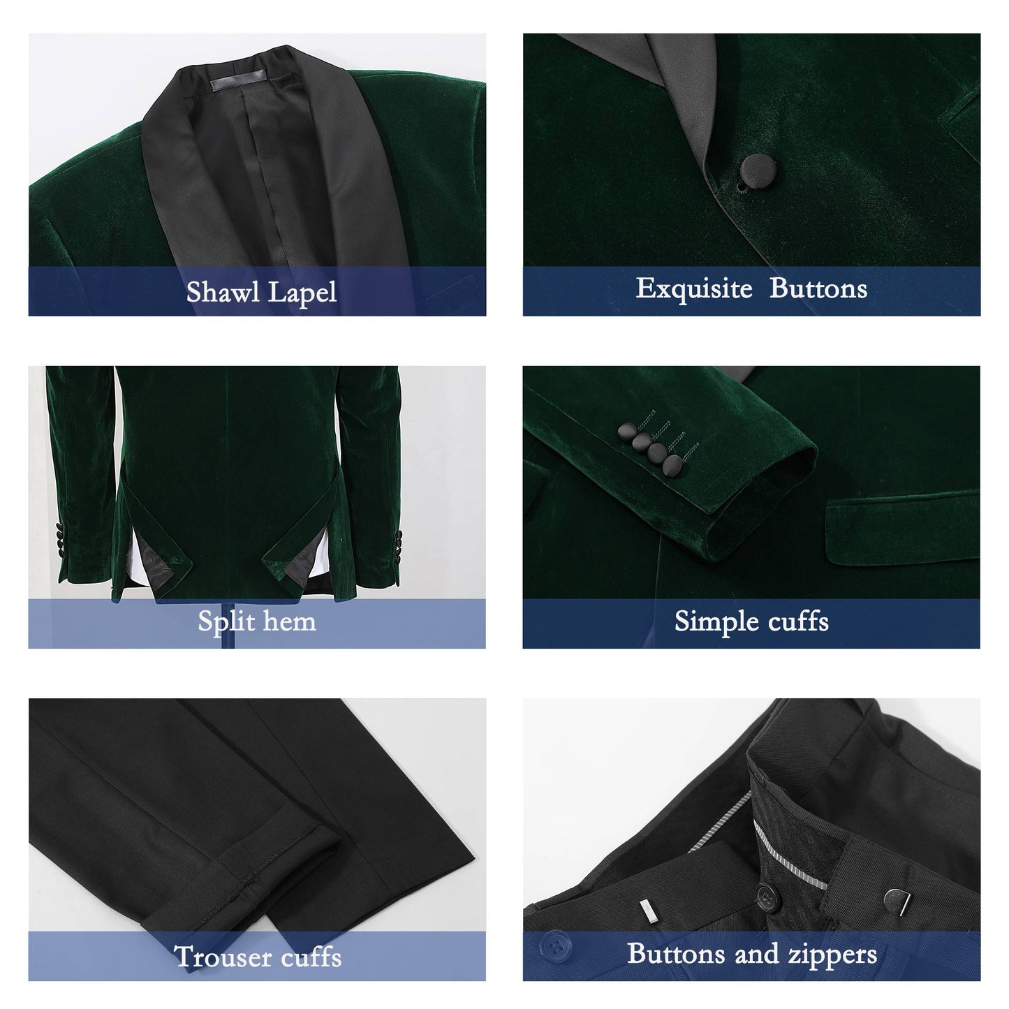 ?Velvet Elegance?Men's Single-Breasted Blazer | Long Sleeve Formal Jacket for Weddings, Business & Events