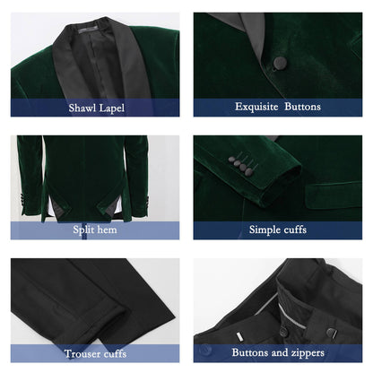 ?Velvet Elegance?Men's Single-Breasted Blazer | Long Sleeve Formal Jacket for Weddings, Business & Events
