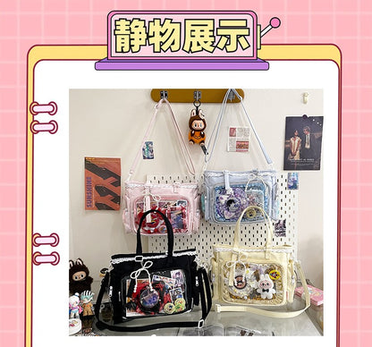 New Japanese Style Transparent Crossbody Bag Cute Candy Color Commuting Shoulder Bag for Girls Simple and Casual Texture Ita Bag