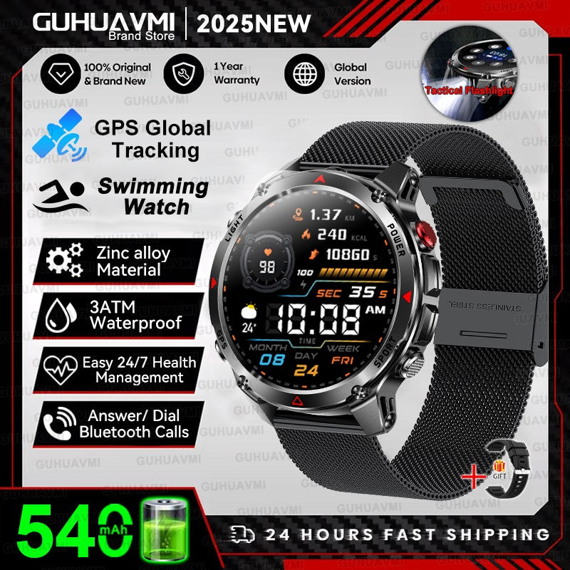 2025 Novo Smartwatch Profissional GPS Esportivo ao Ar Livre Corrida Rastreamento GPS Natação Bússola Altímetro 3ATM Pulseiras Esportivas Masculino