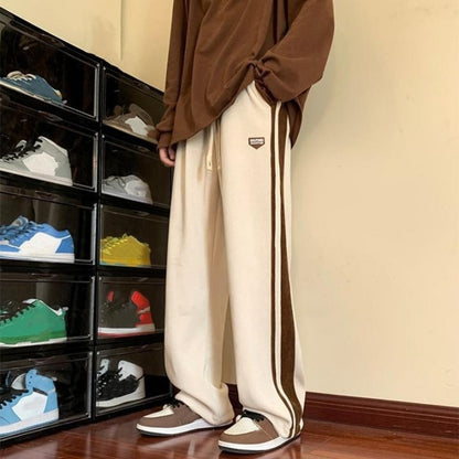 Casual Loose Fit Trousers Men's Thick Plush Wide Leg Sweatpants with Drawstring Waist Casual Streetwear for Hip for Comfort