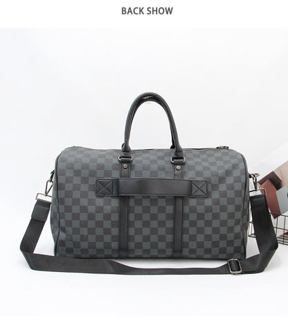 Para homem multifuncional resistente ao desgaste à prova d'água viagem grande capacidade negócios moda xadrez bagagem de mão bolsa de ombro