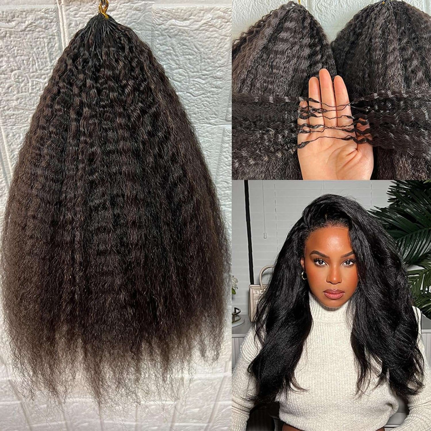 Kinky Straight Feather Crochet 100% Human Hair Extension Pre Separated Knotless Crochet Hair Bundles For Reusable Boho Braids