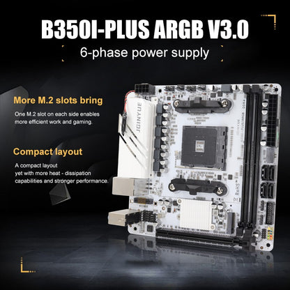 JGINYUE B350 Chip Placa-mãe MINI-ITX AM4 DDR4 para Desktop Gaming AMD Placa-mãe B350I-PLUS ARGB Sata NVME