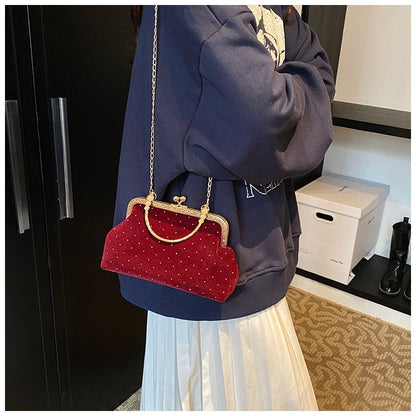 Luxury Design Women's Evening Clutch Purse Dinner Party Ladies Small Clip Shoulder Bag Handbags Retro Female Chain Crossbody Bag