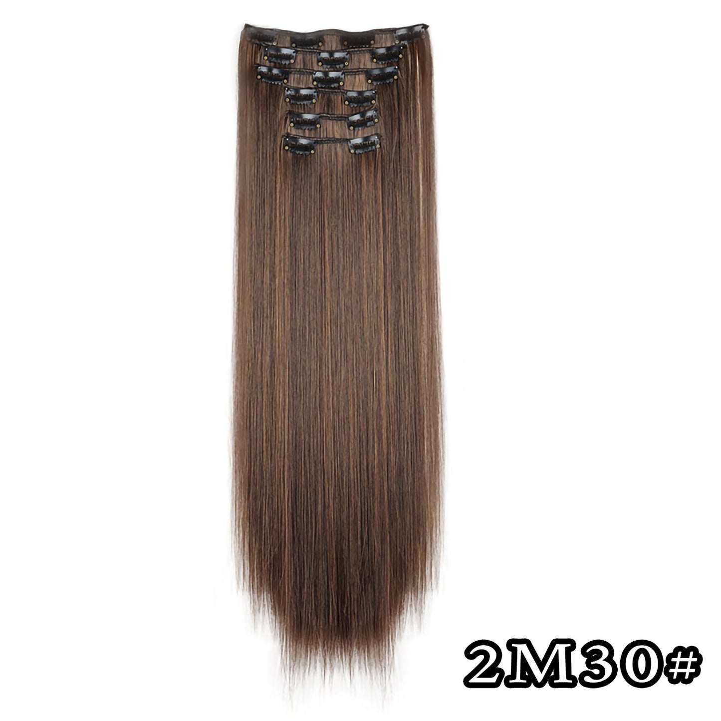 Apliques de Cabelo Natural de 24 Polegadas Cabelo Sintético para Mulheres Kit de Fios de Cabelo 16 Tic-Tacs em 6 Peças Apliques Mechas de Cabelo