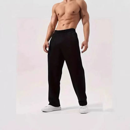 Men's Cotton Blend Elastic Waist Sports Casual Trousers Stretchy Sweatpants Solid Color Jogger for Daily Wear Running Streetwear
