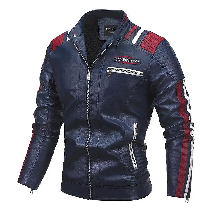 Mens Vintage Motorcycle Jacket 2025 Men Fashion New Biker Leather Jacket Male Embroidery Bomber Coat Winter Fleece Pu Overcoat