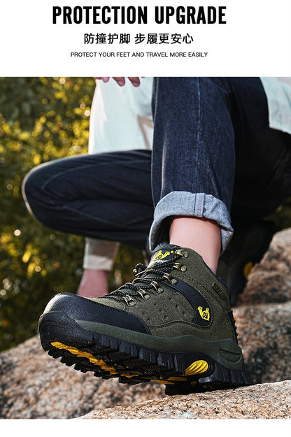 Botas Masculinas Clássicas Modernas para Tornozelo Botas de Caminhada Resistentes ao Desgaste em Camurça de Vaca Tênis de Caminhada Confortáveis Masculinos Sapatos Táticos