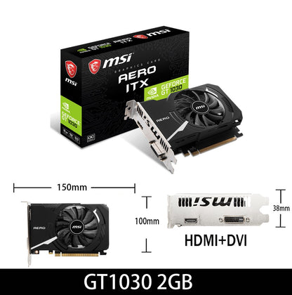 MSI GeForce GT 1030 AERO ITX 2GD4 OC 64Bit DVI PCI-E 3.0 Geforce GPU Gt 1030 Placa de Vídeo para Jogos