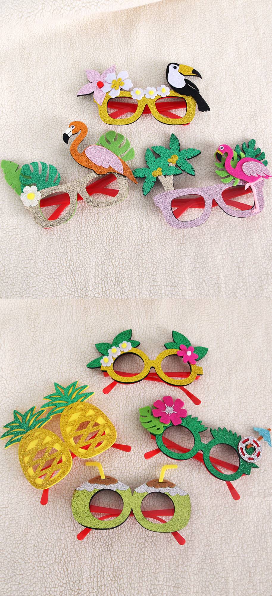 Hawaiian Party Glasses,Summer Flamingo Pineapple Coconut Glasses,Summer Beach Themed Birthday Party Decorations
