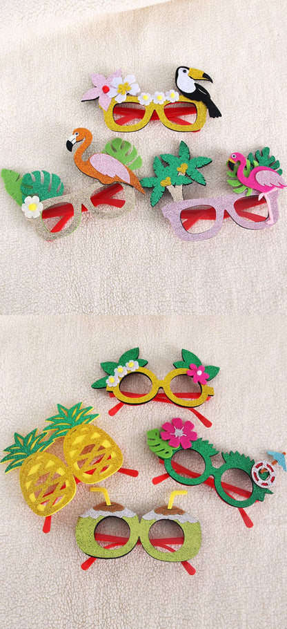 Hawaiian Party Glasses,Summer Flamingo Pineapple Coconut Glasses,Summer Beach Themed Birthday Party Decorations