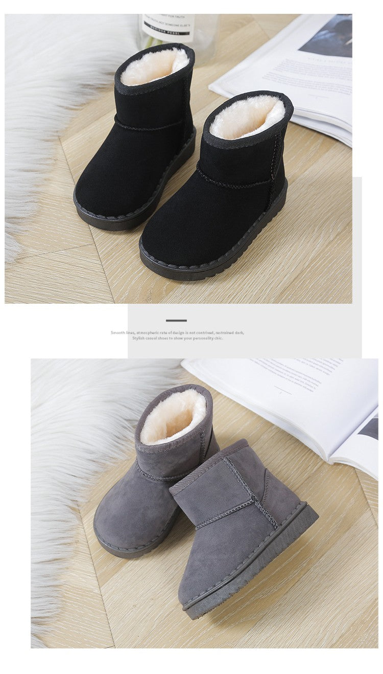 Children Snow Boots for Boys Girls Little Toddler Kids Thermal Boots Ankle Warm Classic Suede Flock Fabric Fashion Autumn Winter