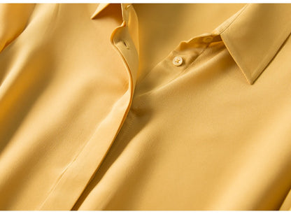 2025 Spring New Women's Silk Shirt Women's Long Sleeve 100% Mulberry Silk Blouse 16 MM White-collar OL Style Shirts For Women