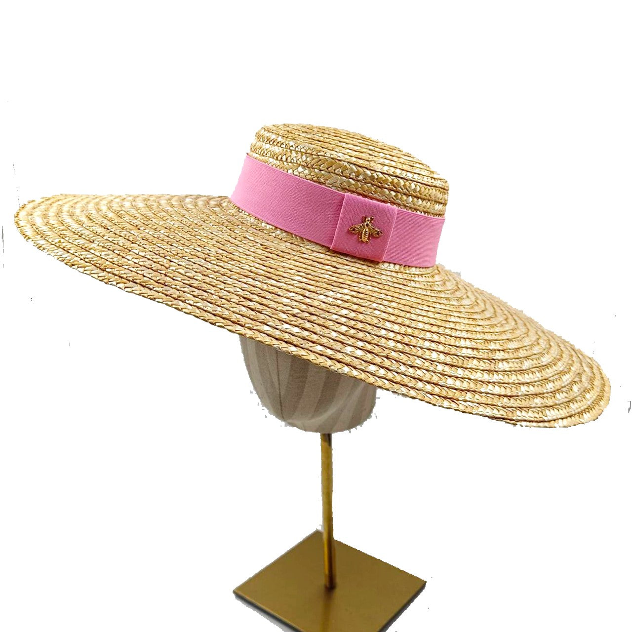 Chapéu de palha de verão alfinete de pérola chapéu de palha feminino de aba plana oco com ranhuras de verão para praia e sol sombreiro ????