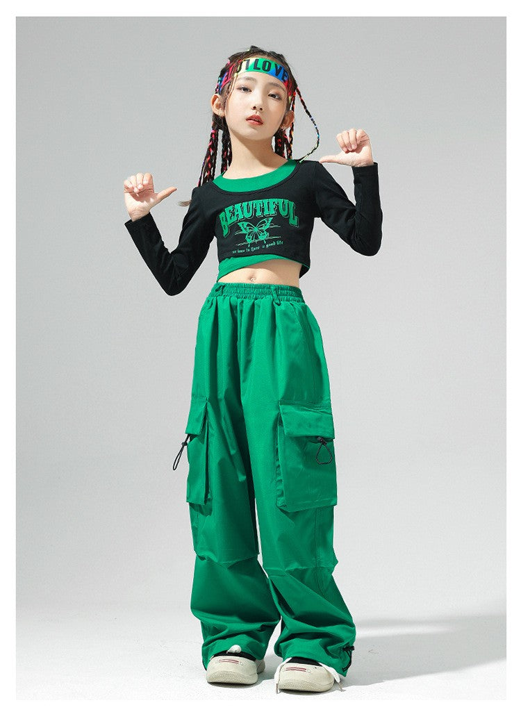 Roupa de Bebê Roupa Infantil da Moda Calças Cargo Menina Dança Hip-hop Roupa Larga de Rua Calças Infantis Casuais Meninas
