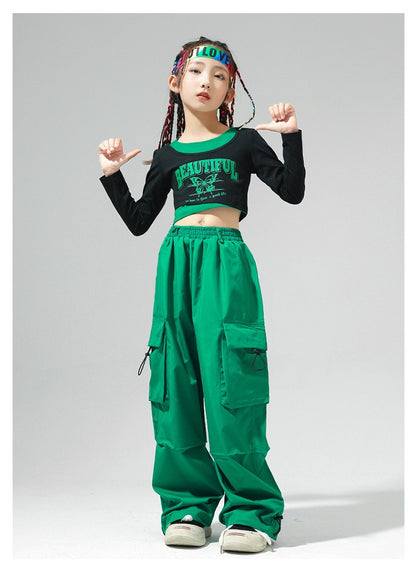 Roupa de Bebê Roupa Infantil da Moda Calças Cargo Menina Dança Hip-hop Roupa Larga de Rua Calças Infantis Casuais Meninas