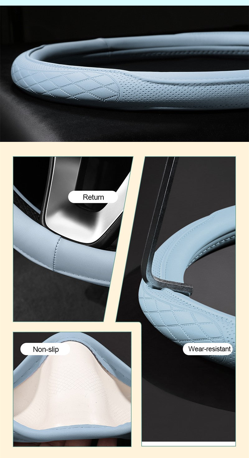 Motocovers Car  Anti-Slip Leather Steering wheel Cover Universal car Steering Wheel Protective Cover Fashion Style 38cm Type O D