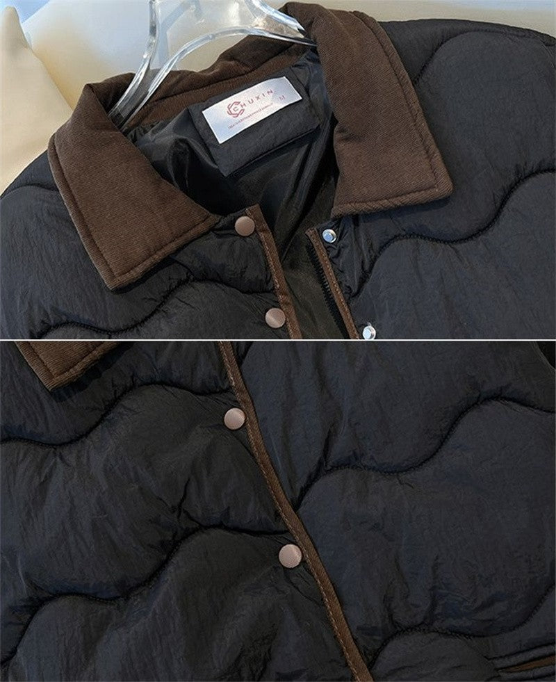 Fashion Women's Cotton Jacket 2025 New Autumn Winter Coat Parker Lightweight Warm Short Lapel Casual Outerwear Female Top