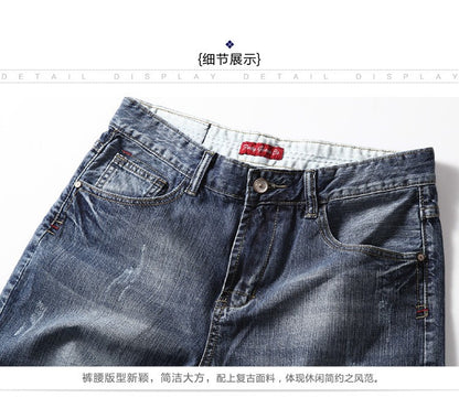 Men Gray Denim Shorts Jeans Pants Good Quality Men Cotton Knee Length Short Jeans New Summer Male Large Size Denim Shorts 42